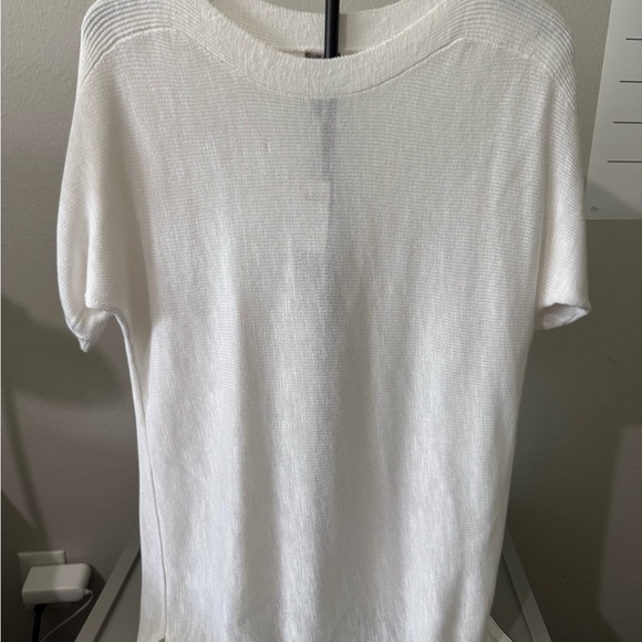 Chico's Easywear Ribbed White Short Sleeve summer sweater Tee - Picture 1 of 9